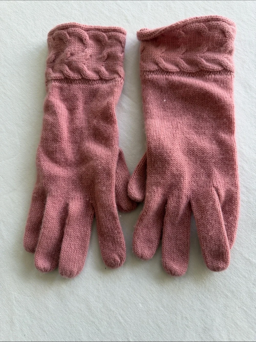 Nordstrom Cashmere Soft Mauve Cable Cuff Knit Gloves- medium